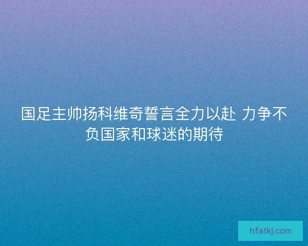 国足主帅扬科维奇誓言全力以赴 力争不负国家和球迷的期待 国足主帅扬科维奇誓言全力以赴 力争不负国家和球迷的期待