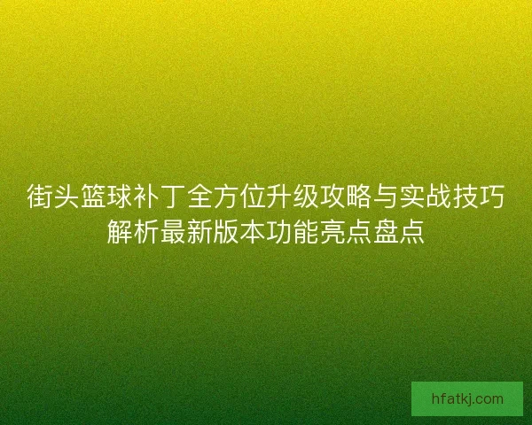 街头篮球补丁全方位升级攻略与实战技巧解析最新版本功能亮点盘点